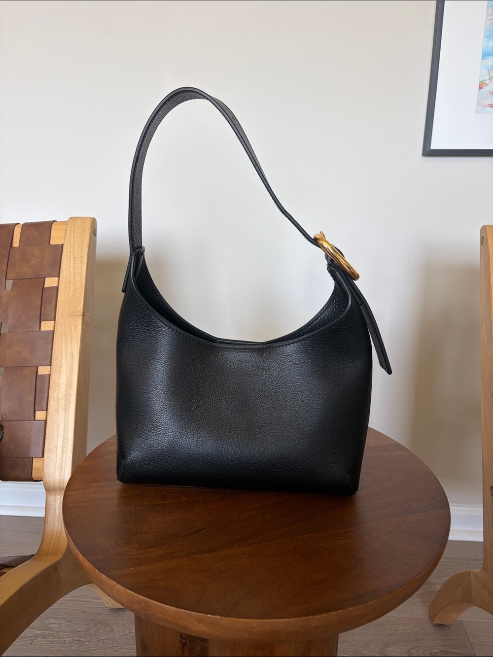 Madewell The Sculptural-Buckle Shoulder Bag true black Leather